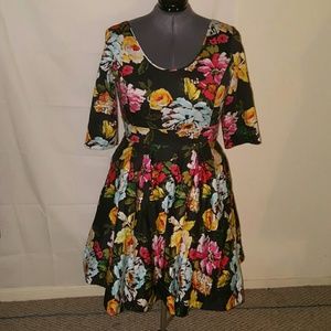 CITY CHIC FLORAL FIT AND FLARE DRESS